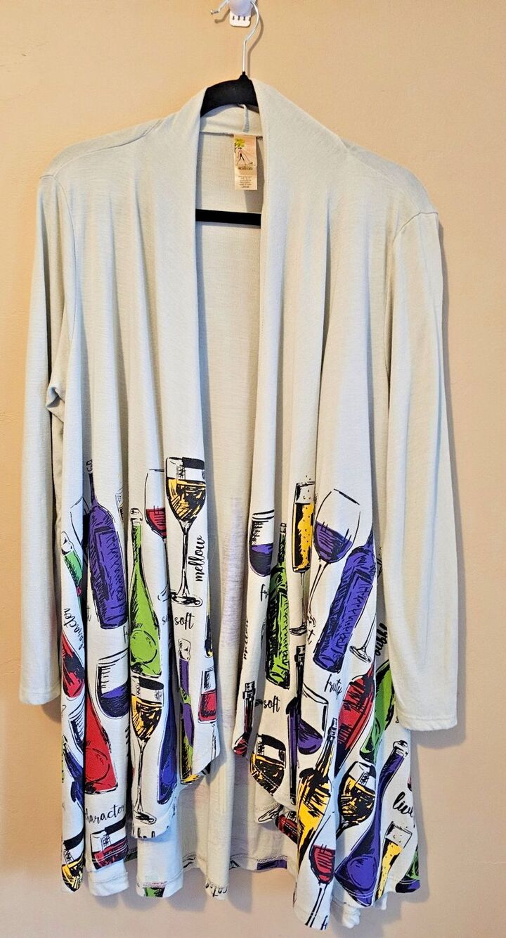 A Walk In The Park Womens Wineology Wine Cardigan Size L Fun Drinking!